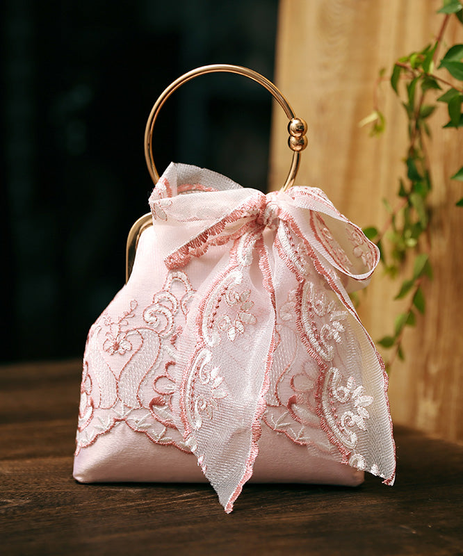 New Pink Handmade Lace Embroidered Tote Bag