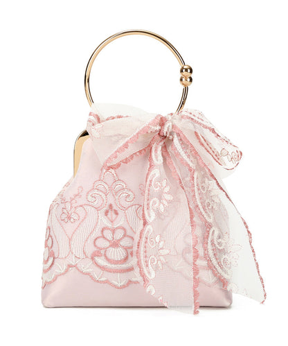 New Pink Handmade Lace Embroidered Tote Bag