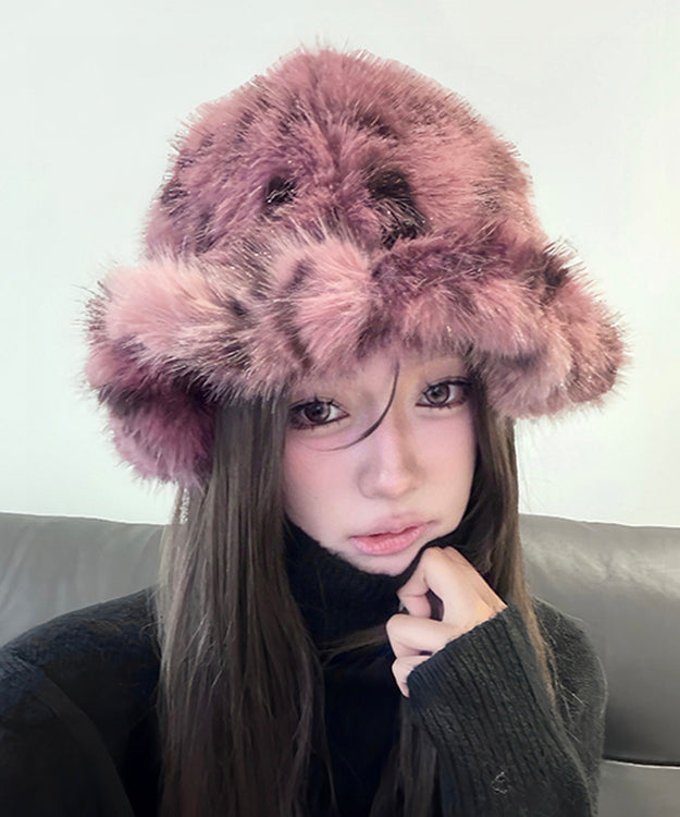 Neuer, dicker, warmer Woll-Bucket-Hat in Rosa