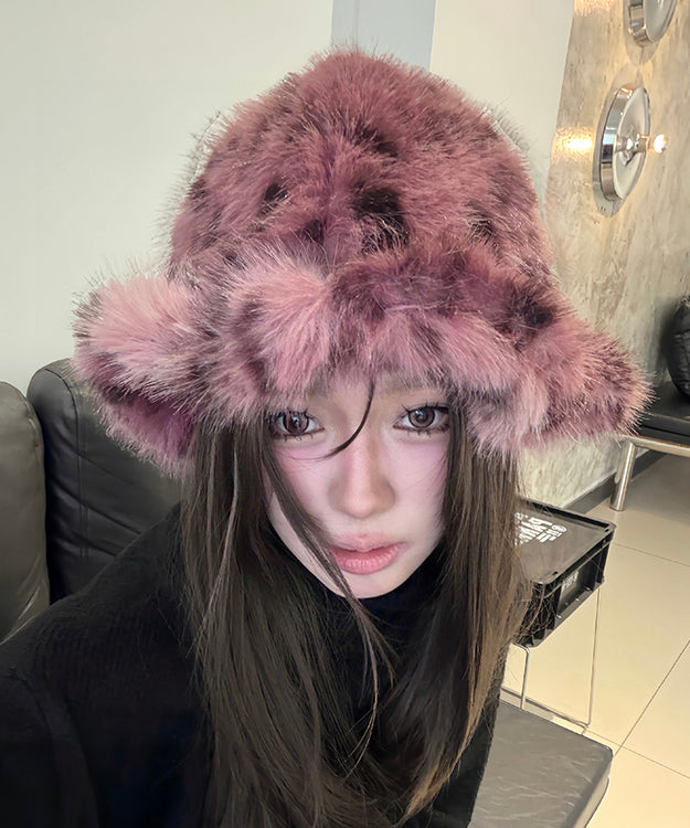 Neuer, dicker, warmer Woll-Bucket-Hat in Rosa