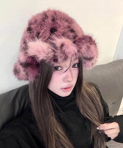 Neuer, dicker, warmer Woll-Bucket-Hat in Rosa