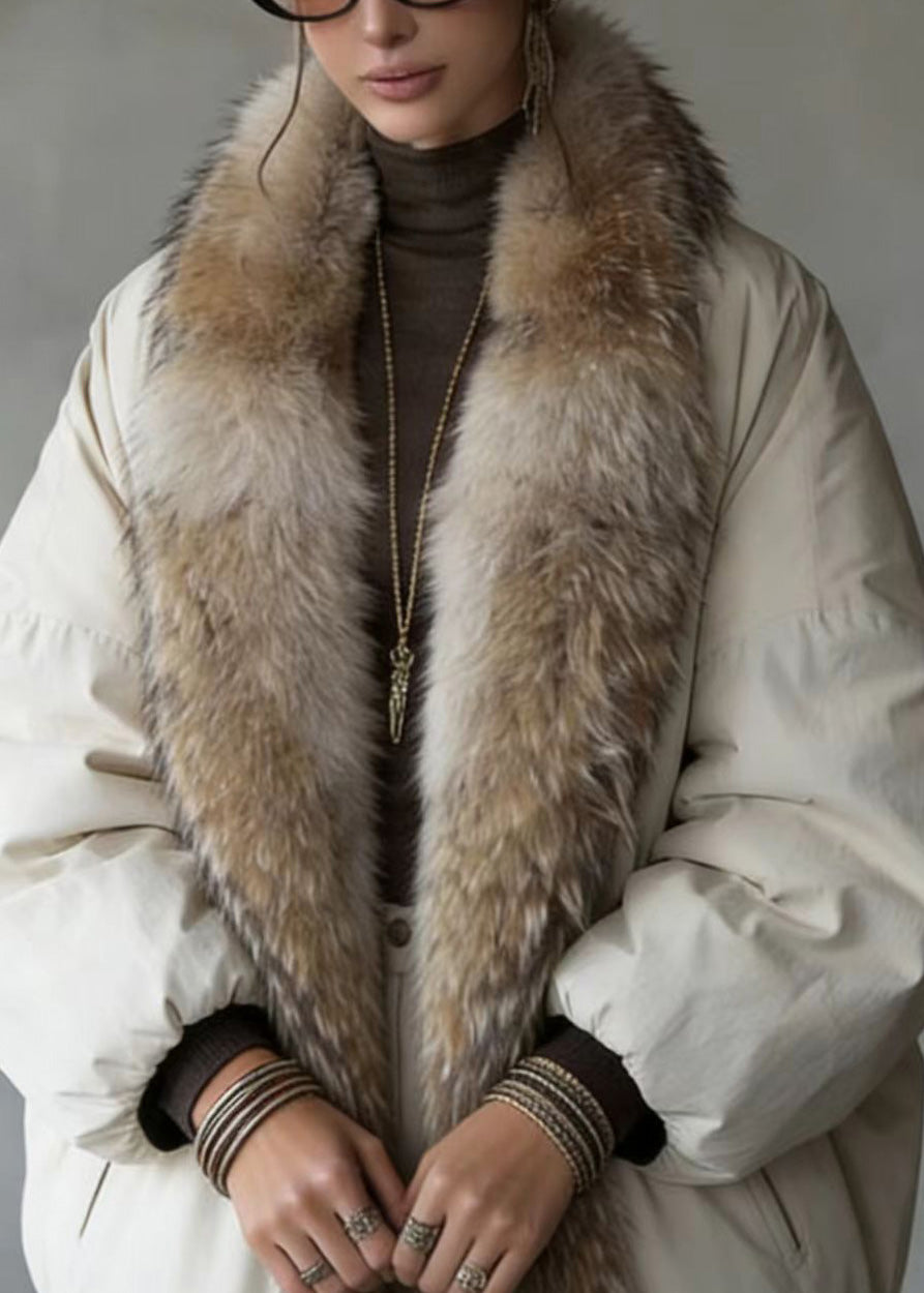 New Pockets Fur Collar Patchwork Fine Cotton Filled Coat Winter