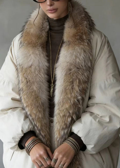 New Pockets Fur Collar Patchwork Fine Cotton Filled Coat Winter