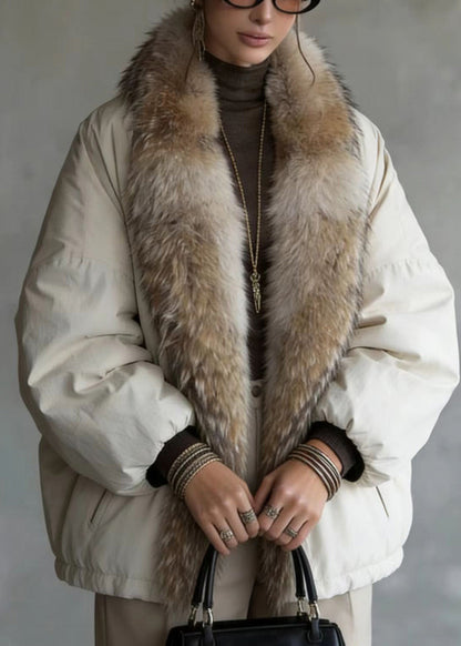 New Pockets Fur Collar Patchwork Fine Cotton Filled Coat Winter