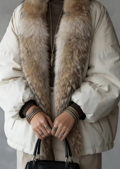 New Pockets Fur Collar Patchwork Fine Cotton Filled Coat Winter