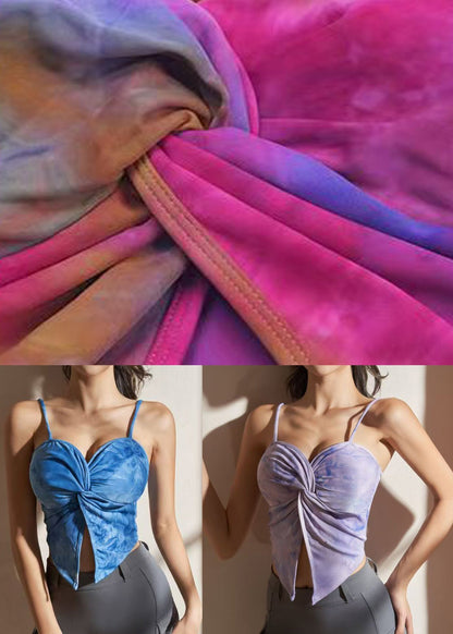 Neues lila Crop-Top mit Cut-Shoulder-Patchwork-Details fürs Workout