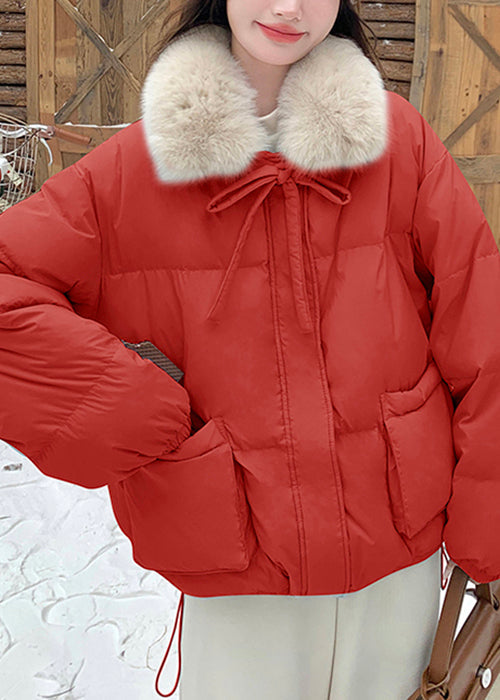 Nuevos abrigos de invierno de plumón de pato con bolsillos con cordones y cremallera roja