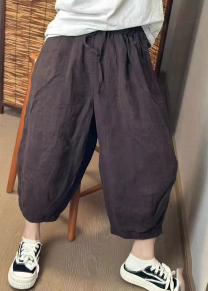 New Retro Beige Oversized Linen Harem Pants Summer