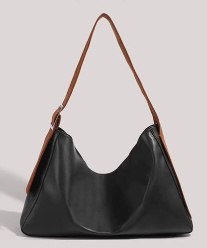 Neue Retro-Umhängetasche aus robustem, strapazierfähigem Kunstleder in Schwarz mit großem Fassungsvermögen