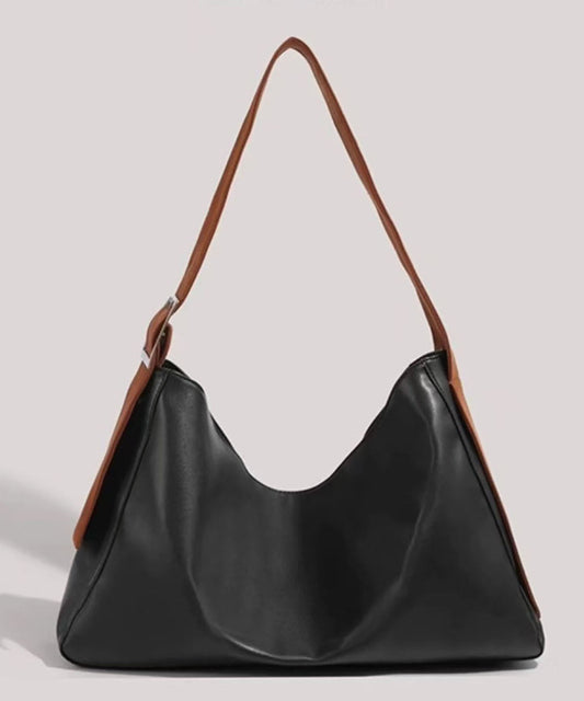 Neue Retro-Umhängetasche aus robustem, strapazierfähigem Kunstleder in Schwarz mit großem Fassungsvermögen