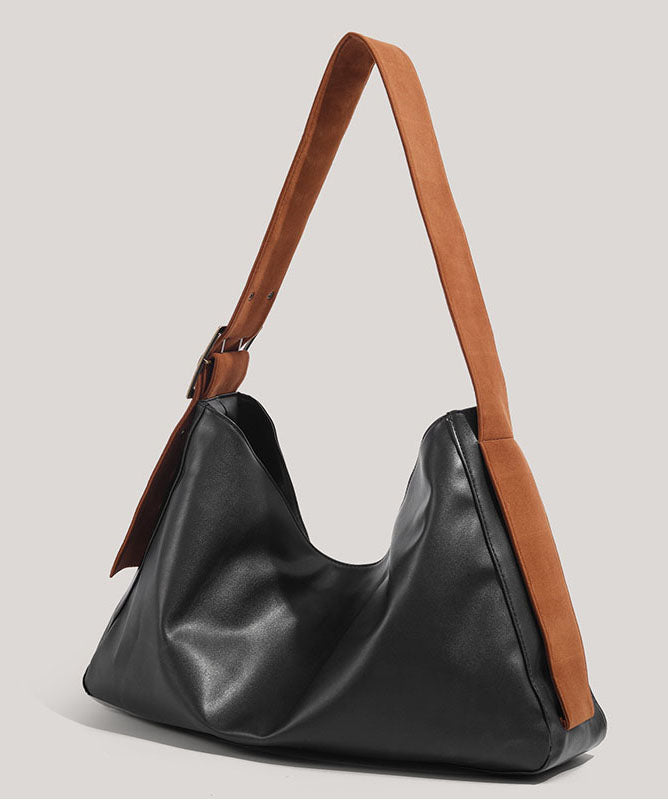 Neue Retro-Umhängetasche aus robustem, strapazierfähigem Kunstleder in Schwarz mit großem Fassungsvermögen