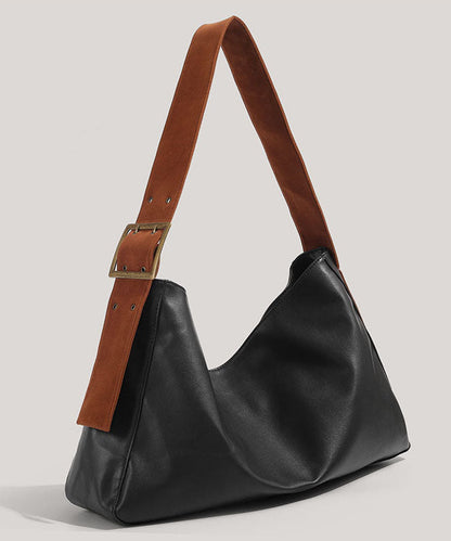 Neue Retro-Umhängetasche aus robustem, strapazierfähigem Kunstleder in Schwarz mit großem Fassungsvermögen