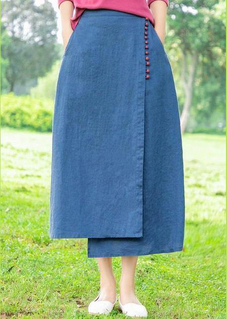 New Retro Blue irregular skirt - SooLinen