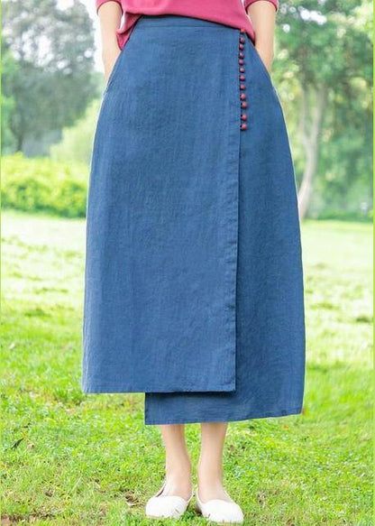 New Retro Blue irregular skirt - SooLinen