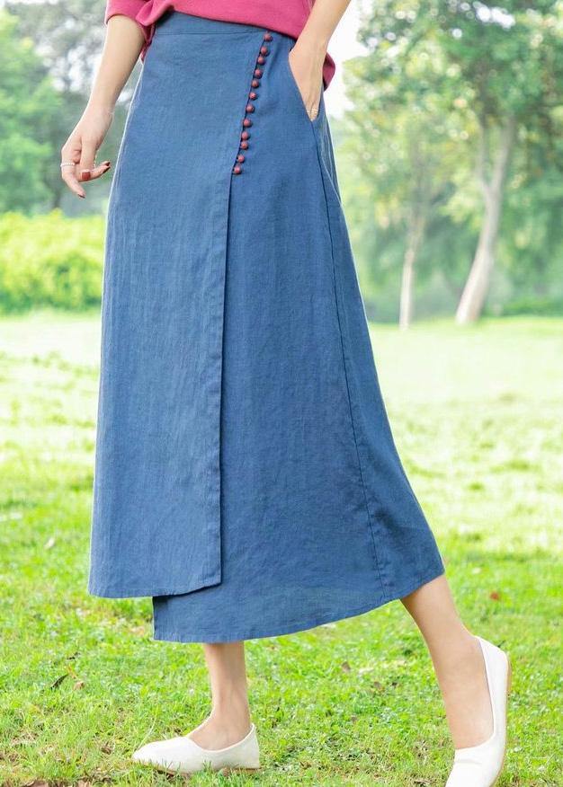 New Retro Blue irregular skirt - SooLinen