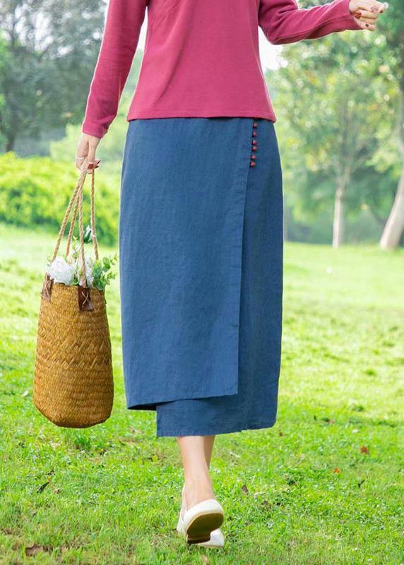 New Retro Blue irregular skirt - SooLinen