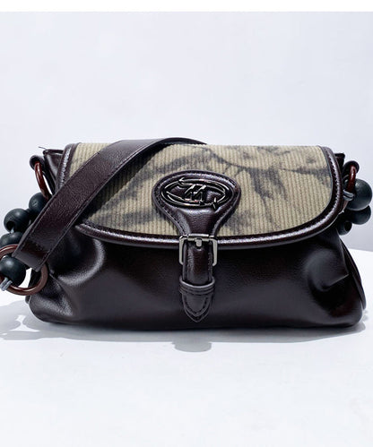 New Retro Chocolate Ink Wash Painting Faux Leather Shoulder Bags
