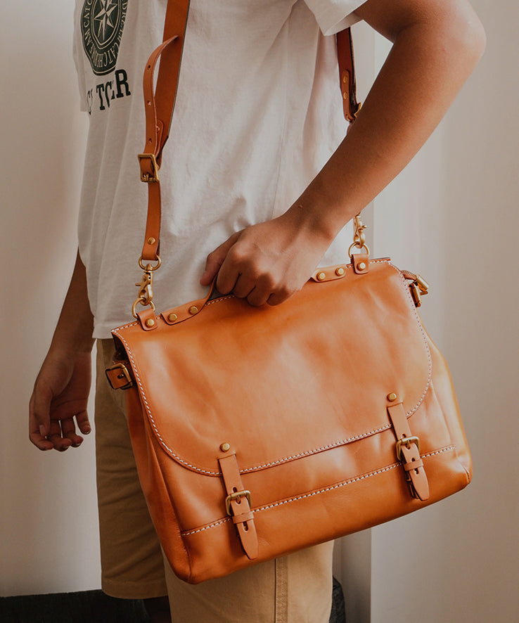 New Retro Chocolate Large Capacity Leather Laptop Bag