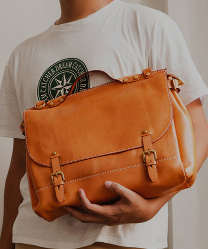 New Retro Chocolate Large Capacity Leather Laptop Bag