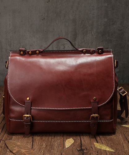 New Retro Chocolate Large Capacity Leather Laptop Bag