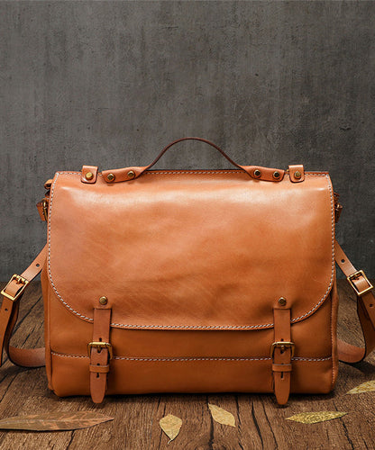 New Retro Chocolate Large Capacity Leather Laptop Bag