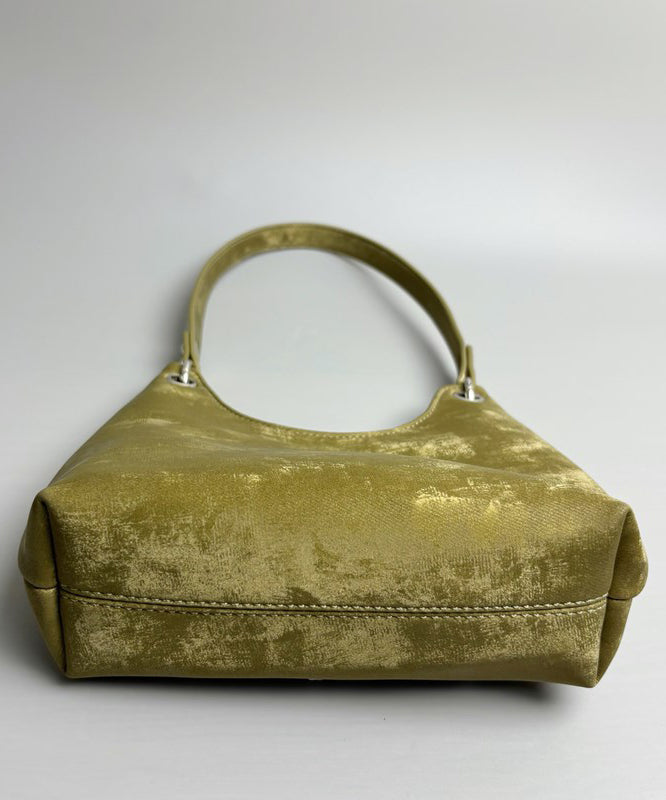 New Retro Green Satin Letter Zircon Shoulder Bag