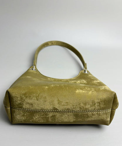 New Retro Green Satin Letter Zircon Shoulder Bag
