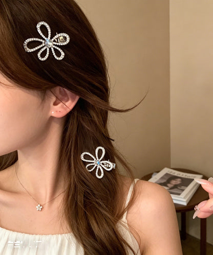 New Silk Alloy Zircon Hollow Out Floral A Pair Hairpin