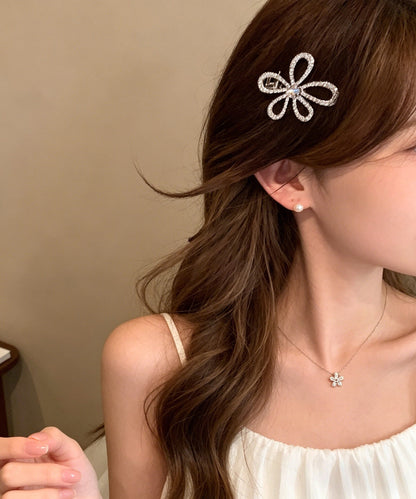 New Silk Alloy Zircon Hollow Out Floral A Pair Hairpin