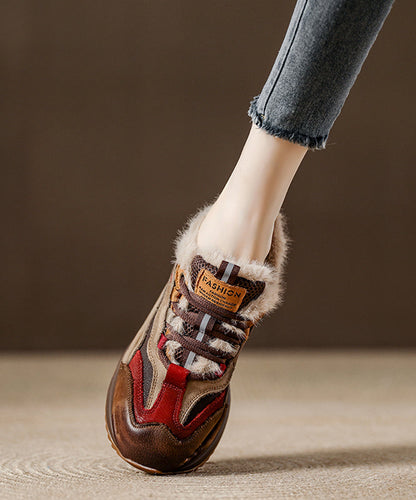 Neue Plateau-Schuhe für Plattfüße, rot, Kunstleder, flauschig gefüttert