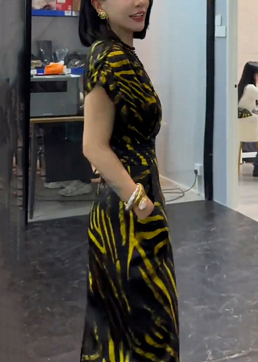 Neu Gestreiften V-ausschnitt Taschen Baumwolle Lange Kleid Sommer