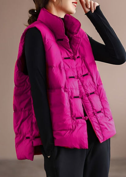 Neue weiße Weste mit Stehkragen, Knopfleiste, Taschen und Daunenfüllung für den Winter