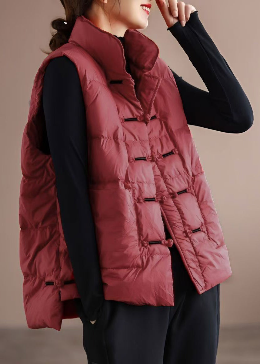 Neue weiße Weste mit Stehkragen, Knopfleiste, Taschen und Daunenfüllung für den Winter