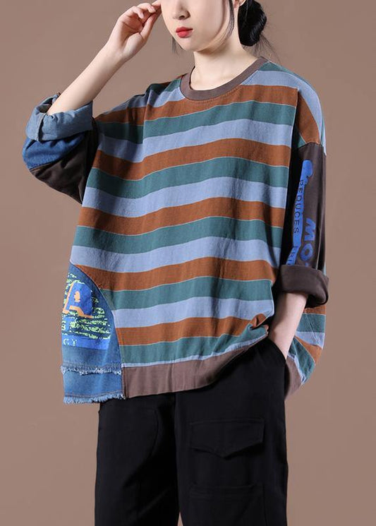 New Women Striped Knee Spring Tops - SooLinen