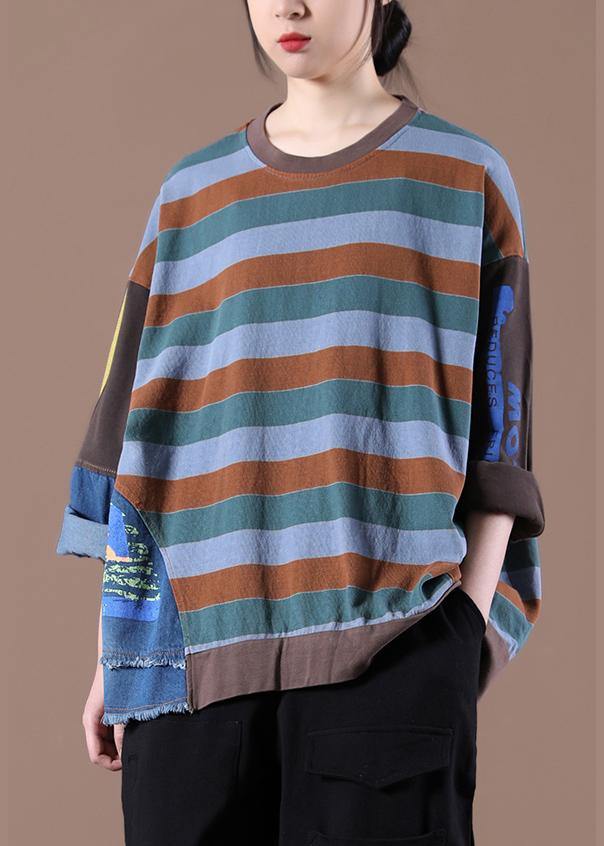 New Women Striped Knee Spring Tops - SooLinen