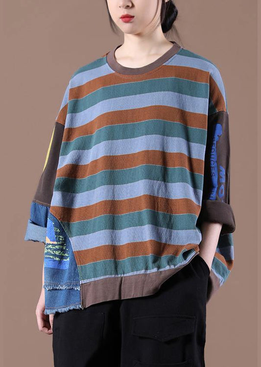 New Women Striped Knee Spring Tops - SooLinen