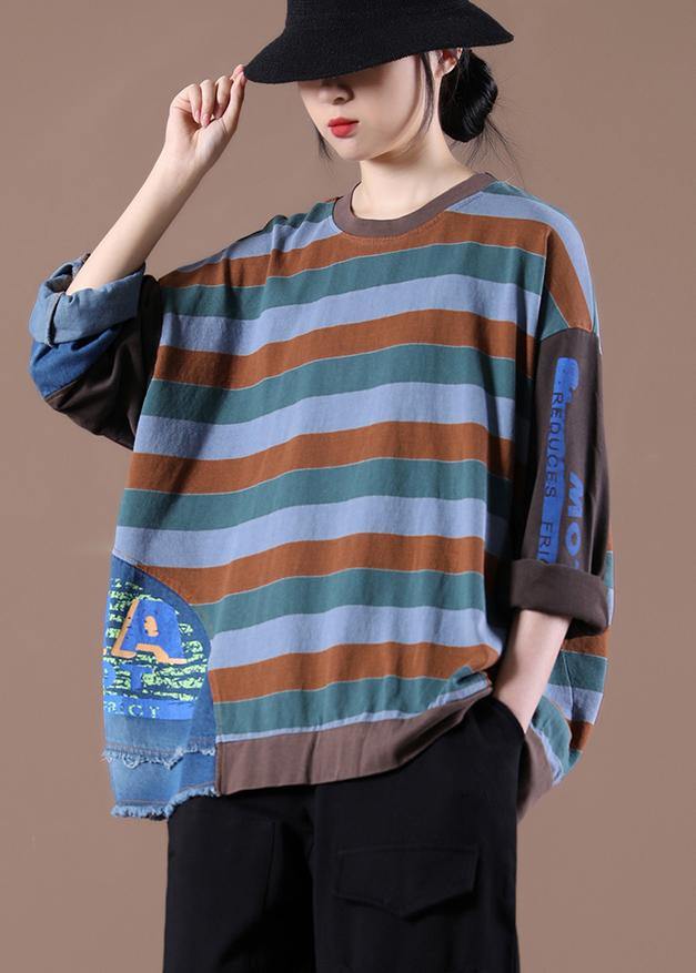 New Women Striped Knee Spring Tops - SooLinen