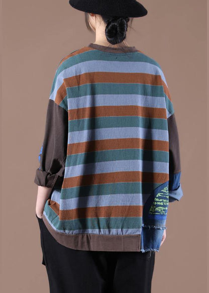 New Women Striped Knee Spring Tops - SooLinen