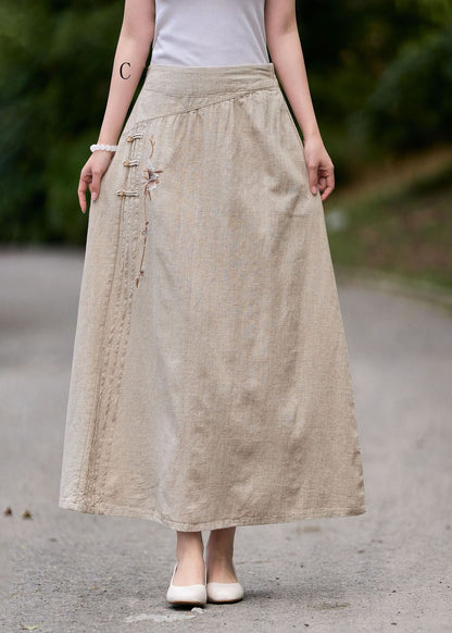 New Wrinkled Embroidered Patchwork Linen Skirt Summer