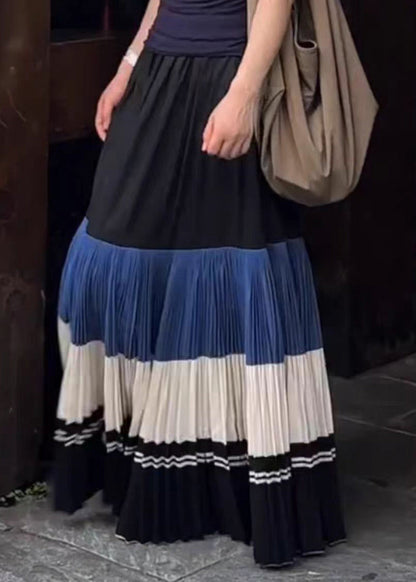 Neue, knitterige Patchwork-Baumwollröcke mit elastischem Bund für den Frühling