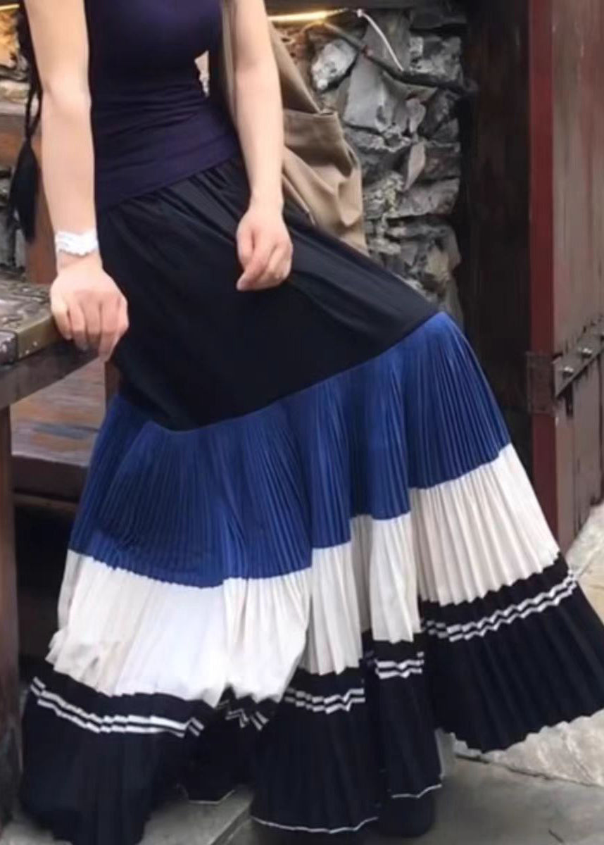 Neue, knitterige Patchwork-Baumwollröcke mit elastischem Bund für den Frühling