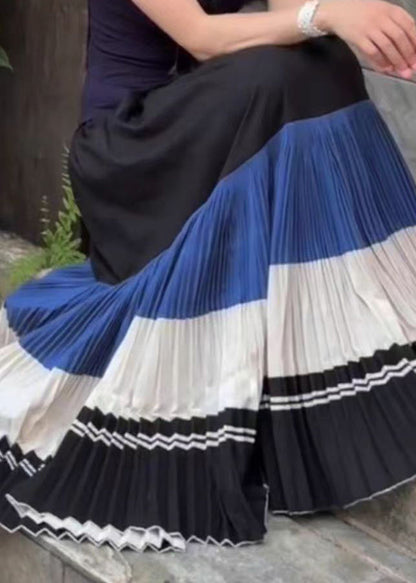 Neue, knitterige Patchwork-Baumwollröcke mit elastischem Bund für den Frühling