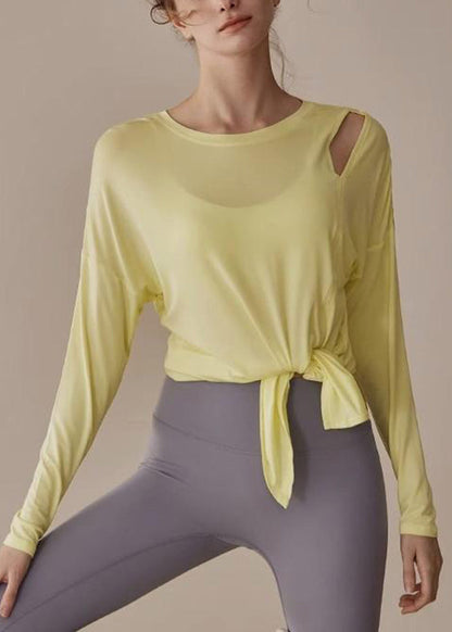 New Yellow Asymmetrical Side Open Solid Yoga Tank Tops