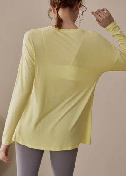 New Yellow Asymmetrical Side Open Solid Yoga Tank Tops