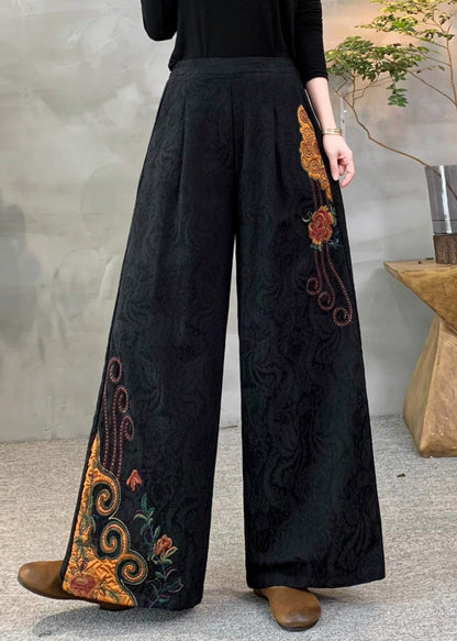 Neue gelbe Fleecehose mit bestickten Taschen für den Winter