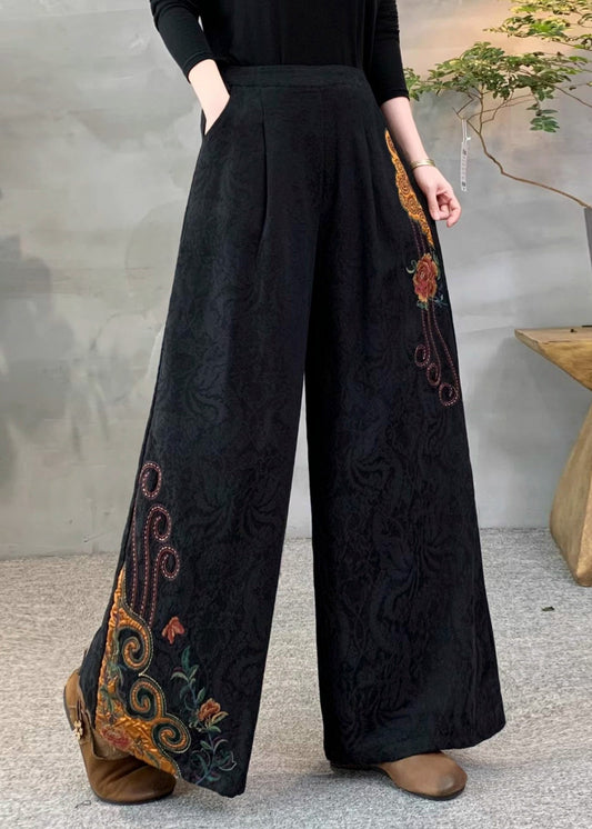 Neue gelbe Fleecehose mit bestickten Taschen für den Winter