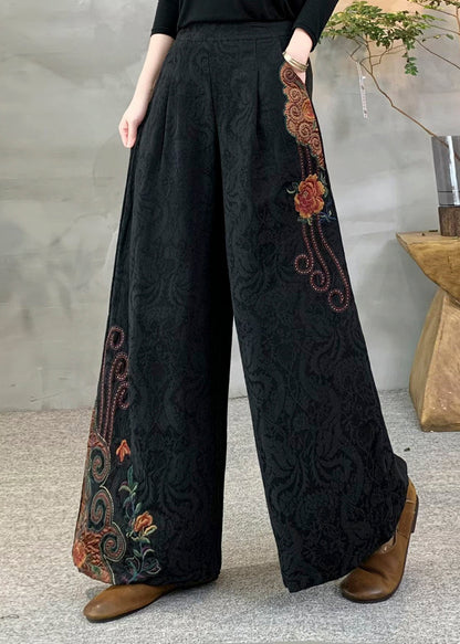 Neue gelbe Fleecehose mit bestickten Taschen für den Winter