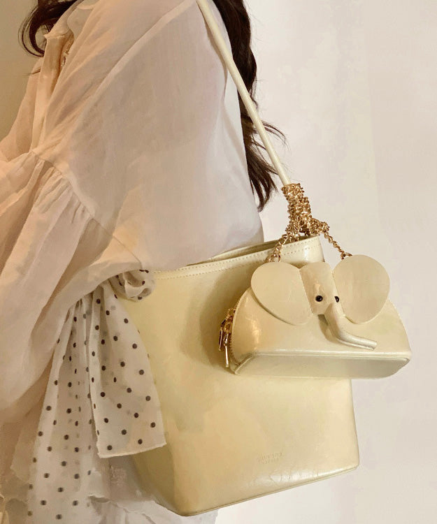 New Yellow Large Capacity Faux Leather Bucket Bag