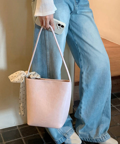 New Yellow Large Capacity Faux Leather Bucket Bag