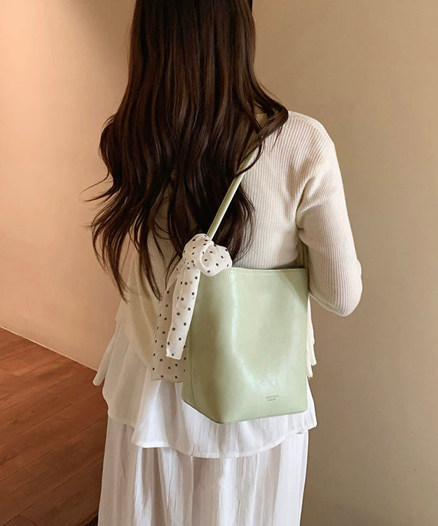 New Yellow Large Capacity Faux Leather Bucket Bag